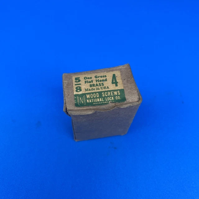 National Lock Co. NOS Vintage Flat Head Wood Screws Brass Gross 5/8 4