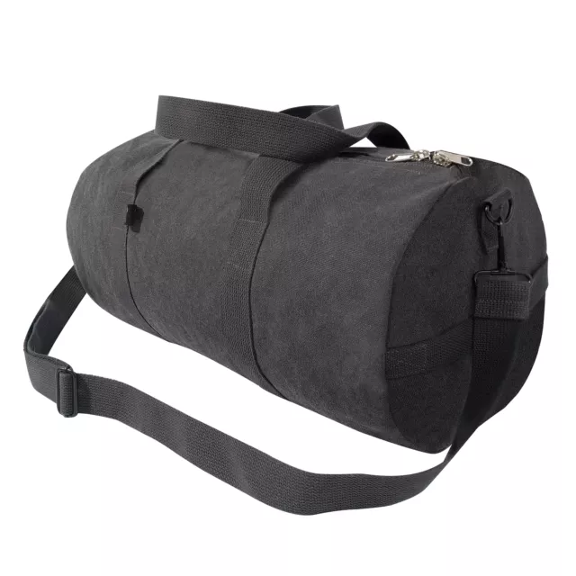 Charocal Grey Canvas Shoulder Duffle Bag - 19 Inch Unisex Travel Gear Bag
