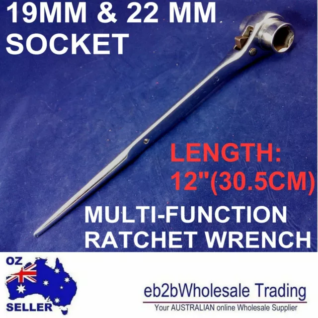 19 x 22mm Professional Scaffold Double Socket Podger Ratchet Wrench Gear Spanner