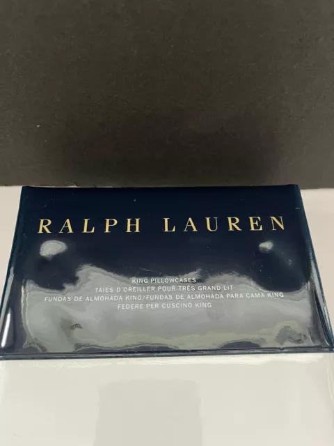 Ralph Lauren Palmer Percale Standard Pillowcase Set/2 Polo Navy White NWT 2
