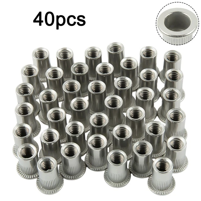 New Stainless Steel 1/4 20 dadi inserti filettati a testa piatta 40 pz
