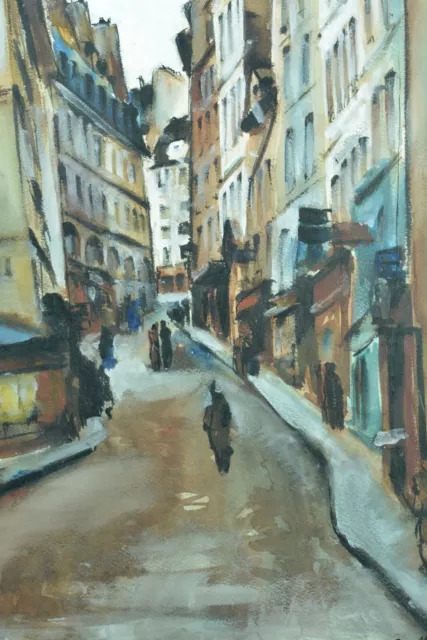 Tableau ancien Vue de rue  5e Quartier Latin Paris Cesar Bron Vlaminck art deco