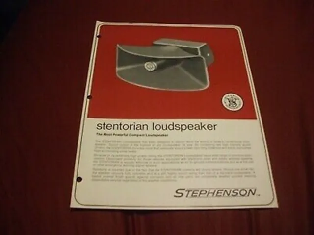 60's(?) 70's(?) STEPHENSON SMITH & WESSON LOUDSPEAKER Brochure - POLICE