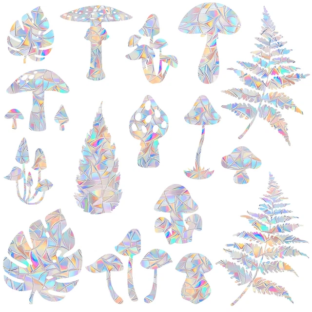 Mushroom and Leaf Window Clings - Bird Strike Prevention, 18 Pieces