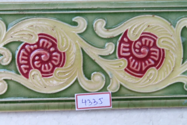 Japan Made Majolica Vintage Ceramic Porcelain Border Flower Design Tile Nh4335 7
