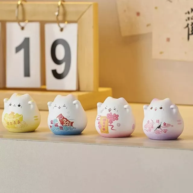 Cute Little Figurine Crafts Cartoon Cat Miniature Decor Cat Ornaments  Gifts