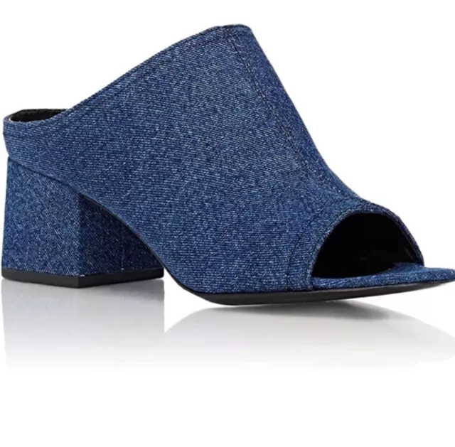 NWT 3.1 Phillip lim Women's Blue Sandals Cube Denim Block-heel Mule size 37 EU