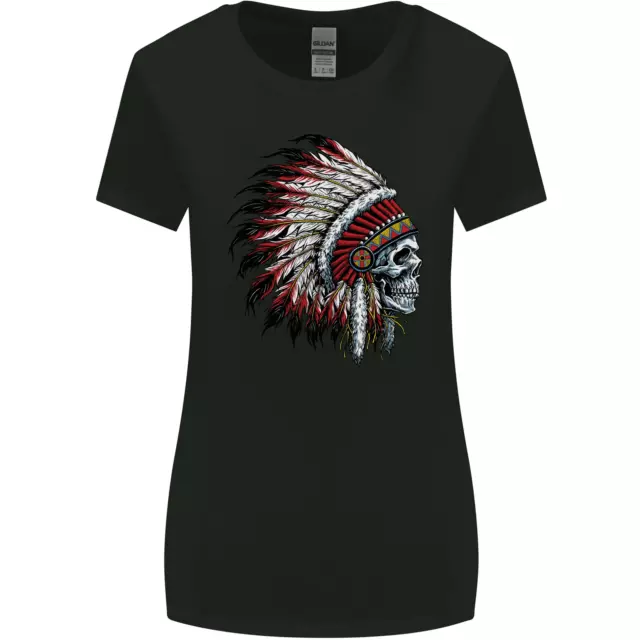 Indian Skull Headdress Biker Motorbike Womens Wider Cut T-Shirt