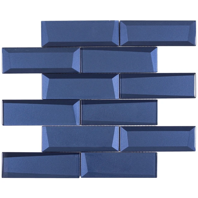 Modern Subway Blue Glossy Glass Mosaic Tile Backsplash Kitchen Wall MTO0156