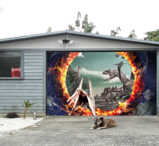 3D dinosaure volcan 06 porte de garage impression murale autocollant décor mural AJ WALLPAPER DE