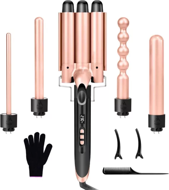 5 in 1 Hair Curler 3 Barrel Curling Wand 9-32 mm Ceramic Curling Iron 80-230 °C