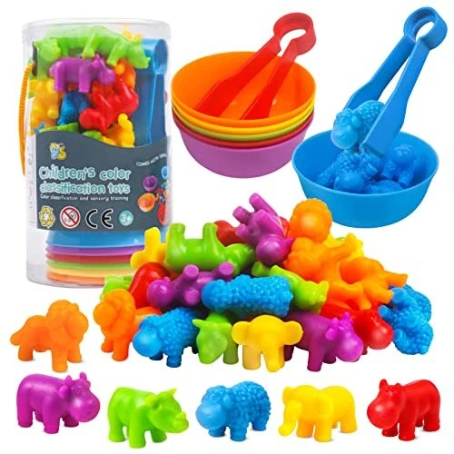 Counting Matching Games Color Sorting Stacking Toys with Bowls Animals