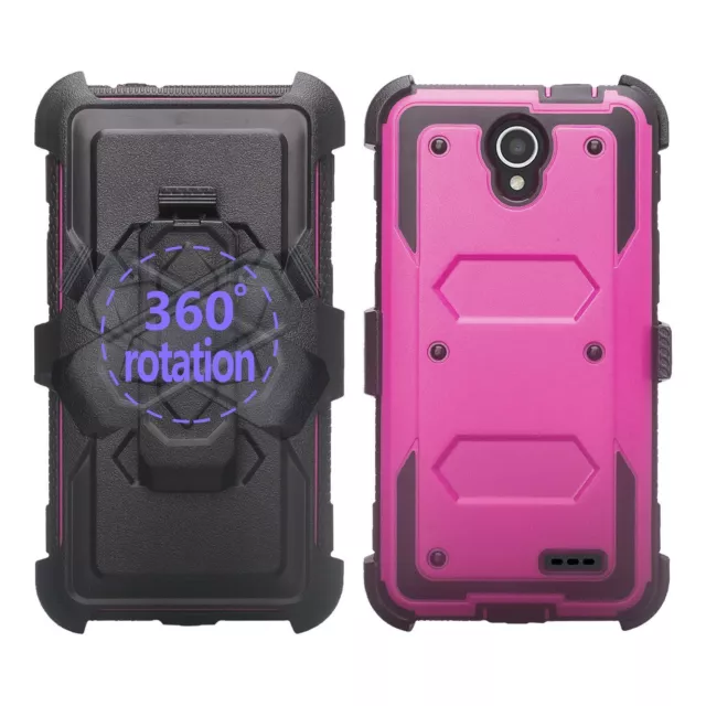 For ZTE Maven 3 Z835 Prestige 2 Overture 3 Hybrid Hard Holster Stand Case Cover 2