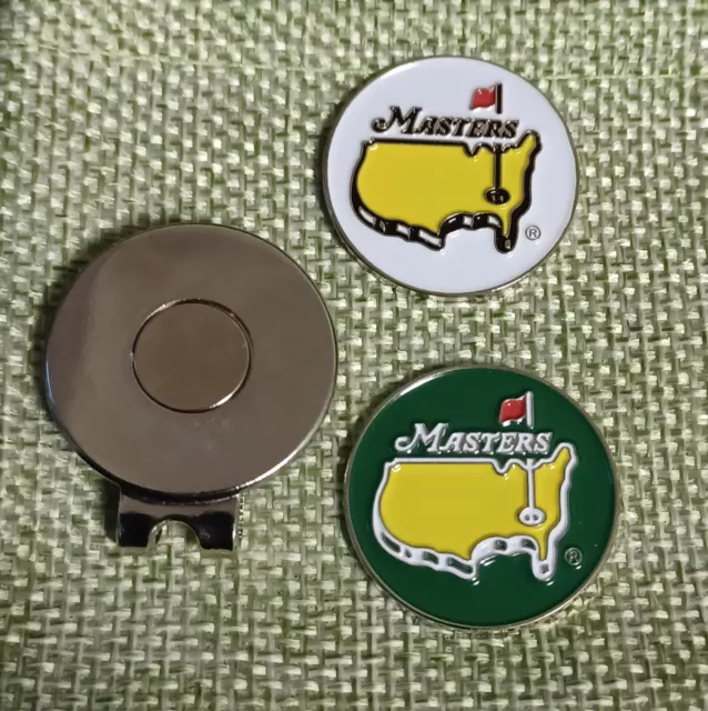 Two Masters golf ball marker - Free Magnetic hat clip