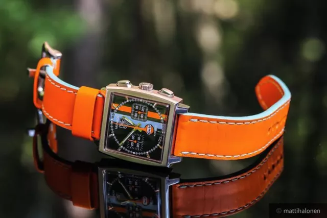 Correa Reloj 26 24 22 Mm Gulf Naranja Cuero Genuino Ubrique Le Mans Ma Strap