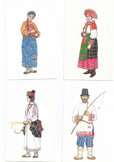 Postcard Russia, Russia, 1 Lot Of 24 Cards Of Russian Costumes And Types