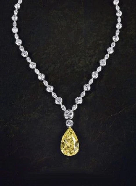 925 Sterling Silver yellow pear drop pendant tennis chain Necklace opera long