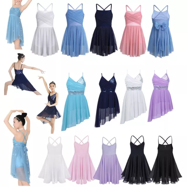 Abito da ballo per ragazze paillettes balletto lirico bambini chiffon latino chiffon chiffon 2