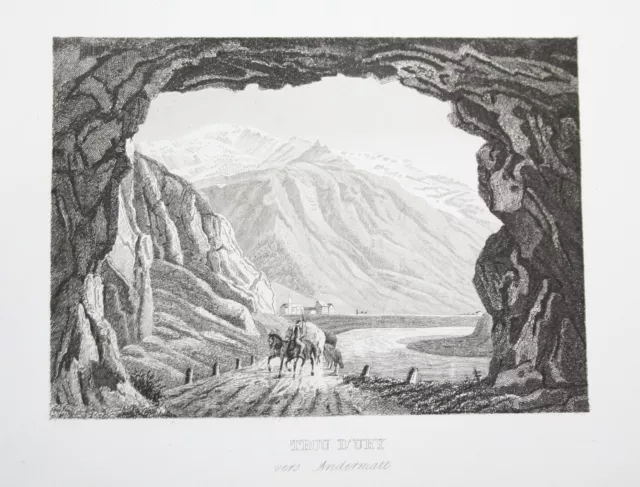 1840 vers Andermatt Schweiz Switzerland Suisse Ansicht view Stahlstich