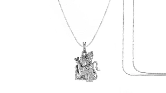 Sterlingsilber 92.5% Purity God Shree RAM & Hanuman Anhänger Kette Für Unisex