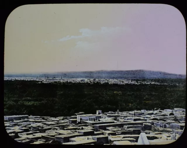 ANTIQUE HAND COLOURED Magic Lantern Slide VIEW OF DAMASCUS C1890 PHOTO SYRIA