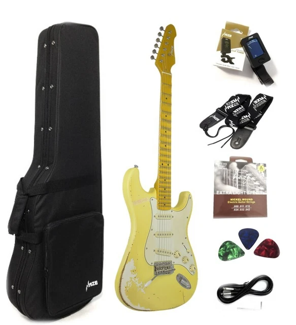 Haze STA Relic Guitar-Scalloped Fingerboard,Solid Mahogany Body+Deluxe Foam Case