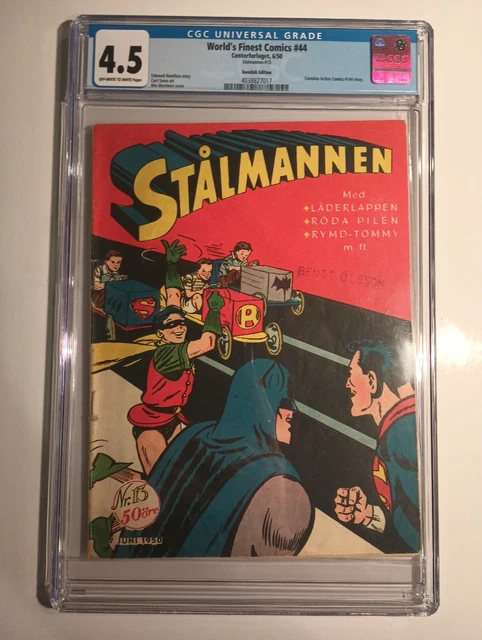 1950 Action Comics #144 Cgc Comic Book Stalmannen Swedish Variant Worlds Finest