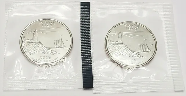 2003 P & D Maine Quarter Set (2 Coins)  *MINT CELLO*  **FREE SHIPPING**