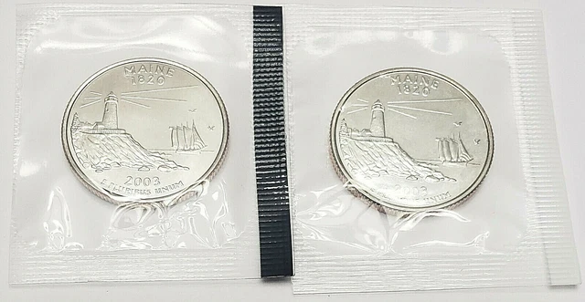 2003 P & D Maine Quarter Set (2 Coins)  *MINT CELLO*  **FREE SHIPPING**