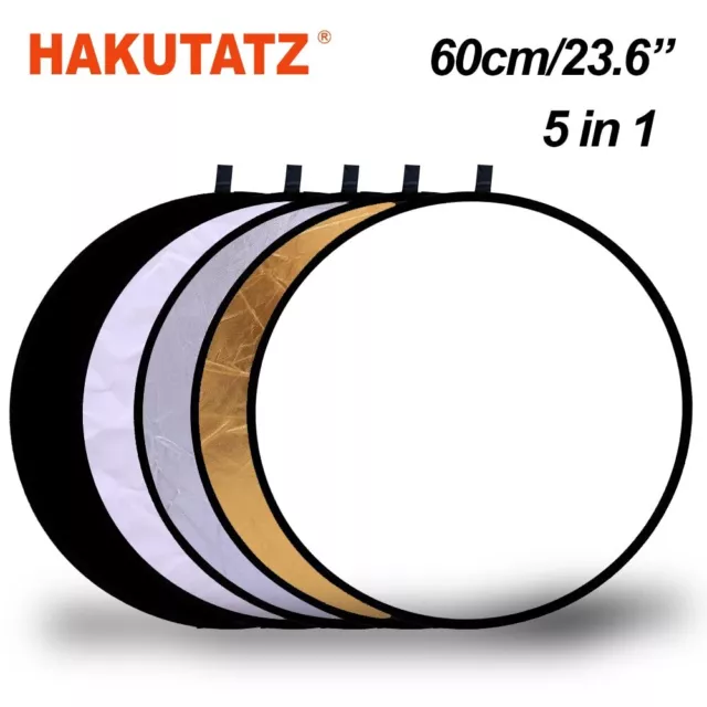 Reflector de luz portátil 5 en 1 para fotografía y video 60 cm/24" con bolsa de transporte