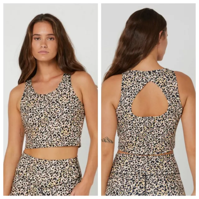 NWT Hurley Animal Print Leopard Teardrop Crop Top Active Workout Sports XL $49