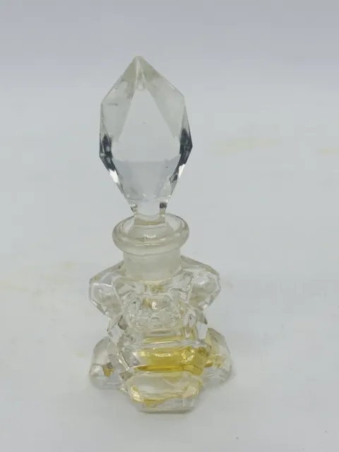 Antique West Germany U.S Zone Cut Glass Perfume Bottle. Clear Glass Vintage