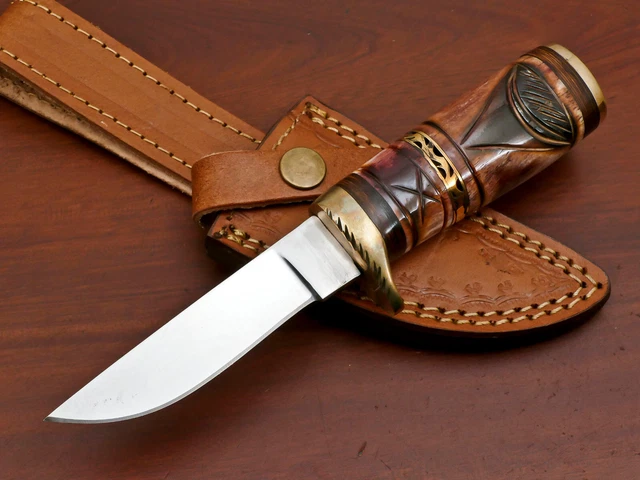 Custom Hand Made D2 Blade Steel Hunting Knife- Engraved Camel Bone- Za-3349