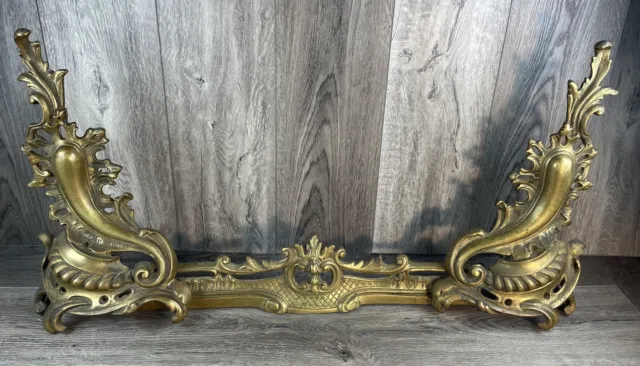 Antique 19Th Century French Louis Xv Fireplace Fender, Solid Brass