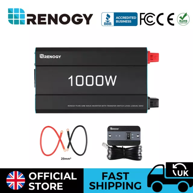 Renogy 1000W Pure Sine Wave Power Inverter with UPS Function 12V DC 230V 50HZ