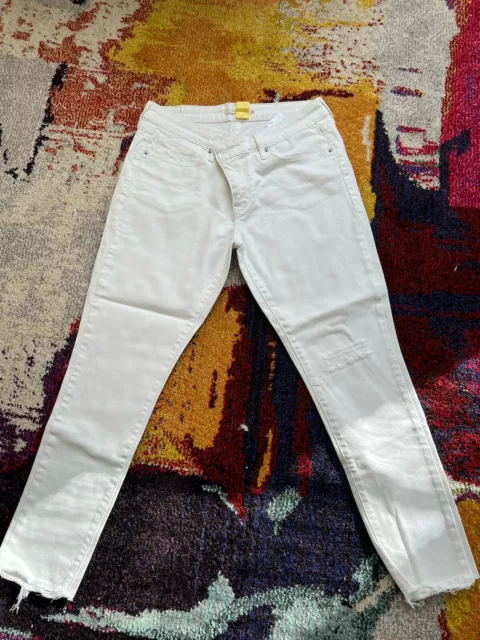 Levis 711 Womens Skinny Leg Jeans Distressed 100% Cotton White Size 31