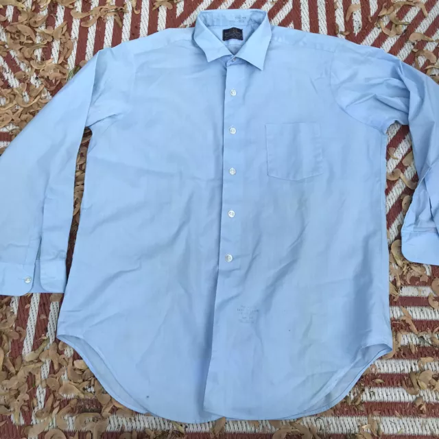 Vintage Sears Perma Prest Combed Cotton Button Down Shirt 70s Size 16 1/2 33