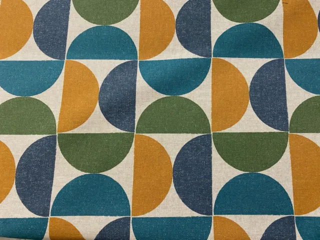 Deco Circles  Orange Teal Green  Cotton  140cm wide Curtain/Upholstery Fabric