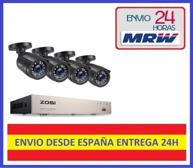 Sistema de Vigilancia Profesional CCTV 4 Camaras HD y Grabador ¡Garantia 2 Años!