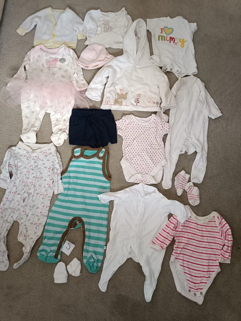 Baby Girl Clothes 0-3 Months ❤️Bundle💕 16 Items Baby Grow Romper Coats Tops💕5