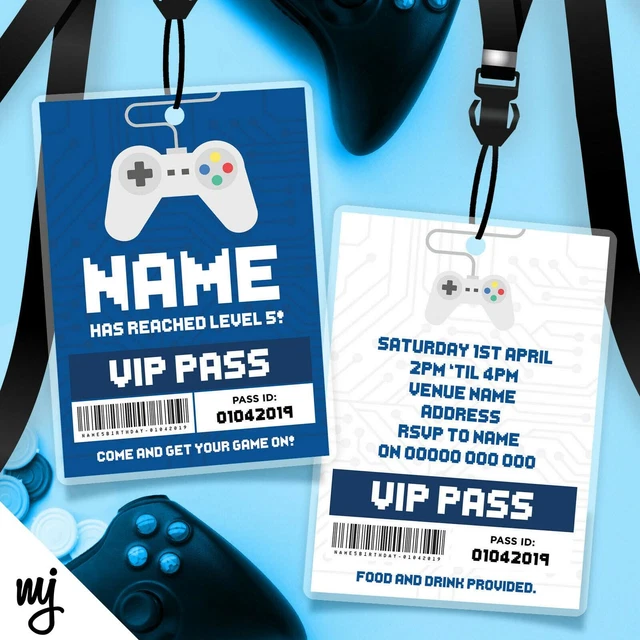 Controller Invites PERSONALISED GAME GAMING Controller Blue Passes Lanyards / Invites £10. ...