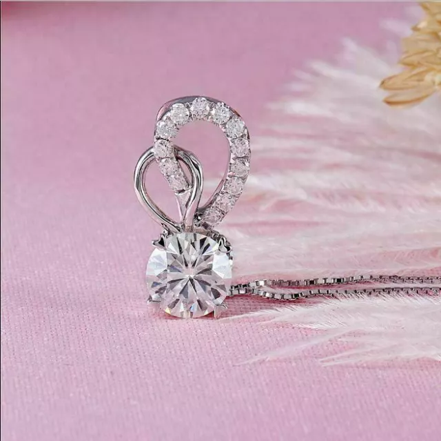 Heart Shape Pendant Gift 1.00 Ct Round Cut Simulated Diamond 925 Sterling Silver