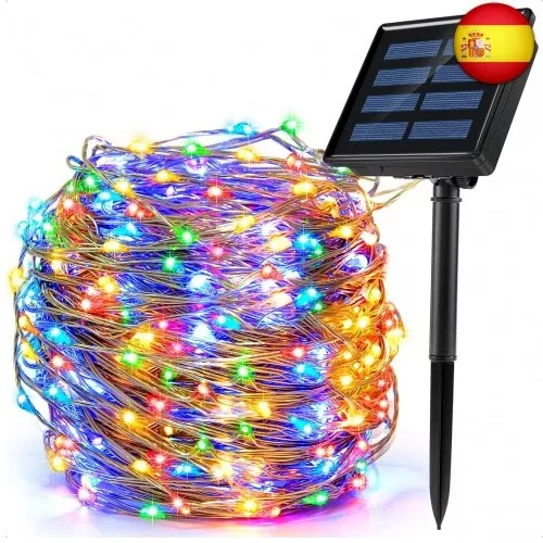 Ankway Guirnalda de luces solares de colores para exteriores, 200 LED, 8 modos,