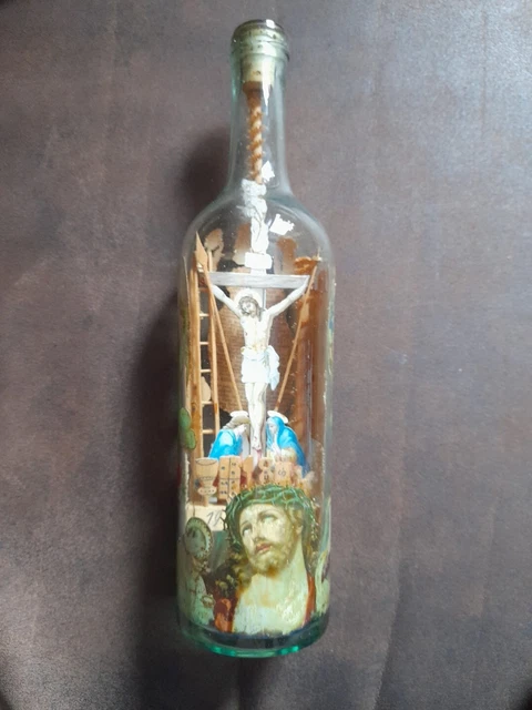 Geduldsflasche/ Eingerichtet - Kreuzigung Jesu In Flasche 1912