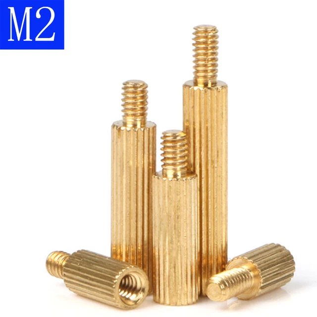 M2*3mm-40mm Knurled Brass Spacer Motherboard Standoff Riser Female-Male Screws