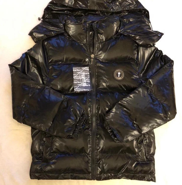 TRAPSTAR MEN'S DETACHABLE Hooded Puffer Jacket Irongate Shiny Size XS