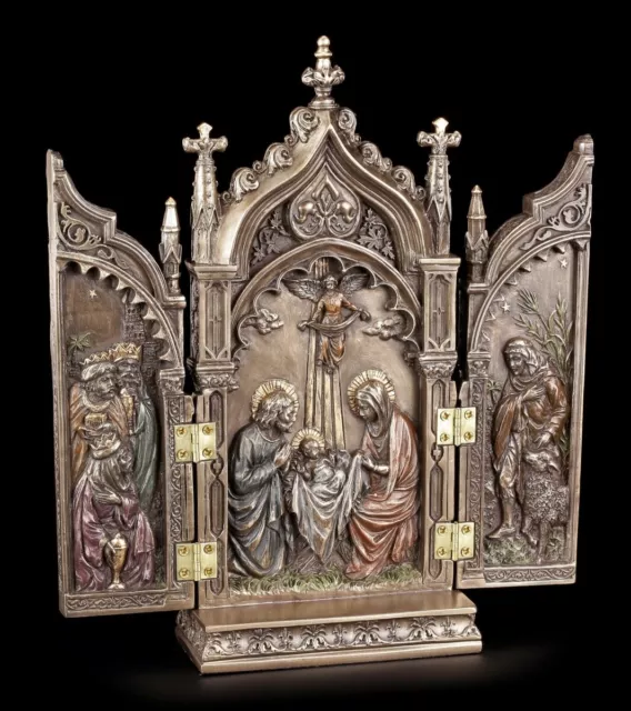 Trittico Altarino Alato - Nascita Gesù - Figura Decorativa Veronese Statua