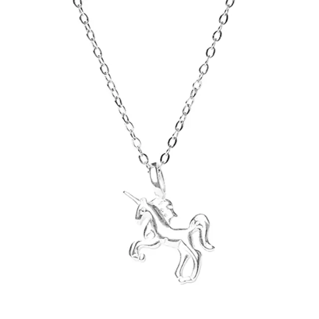 Plata de Ley Charm Unicornio Colgante Cadena Belcher Joyería Collar