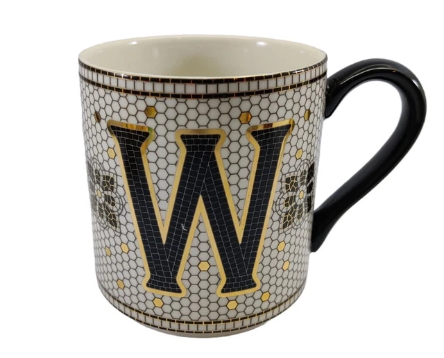 Anthropologie Margot Mosaic Tile Monogram Initial W Coffee Mug READ!