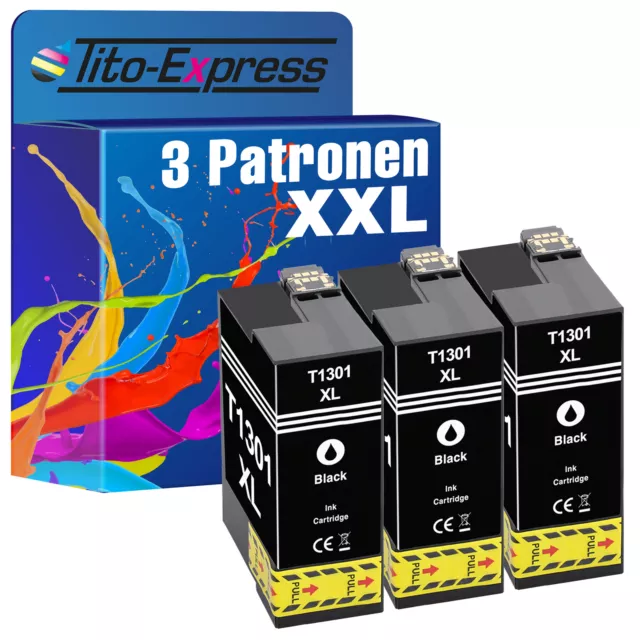 3 Patronen XL Black PlatinumSerie für Epson Stylus Office B 42 WD BX 525 WD T130